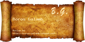 Boros Galamb névjegykártya